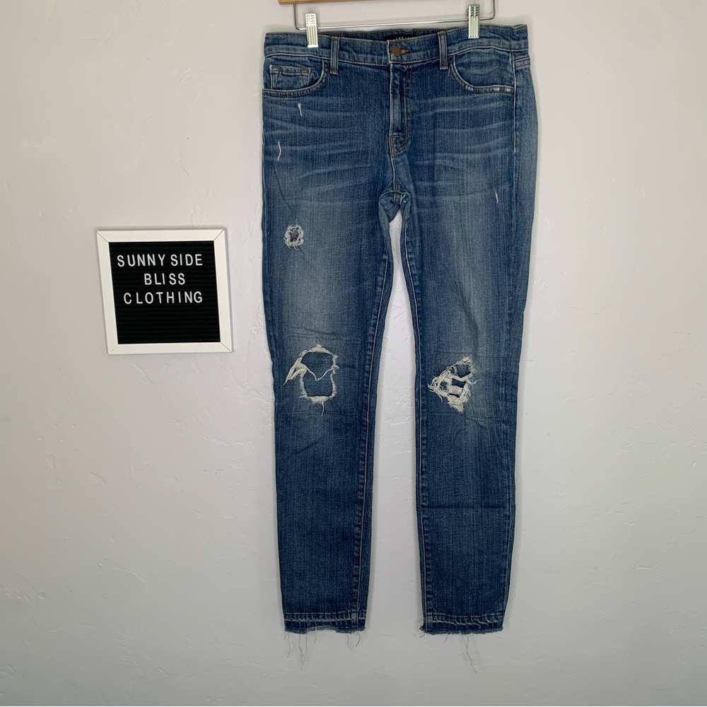 J Brand Distressed Medium Wash Skinny Jeans Size 28 Women’s Denim